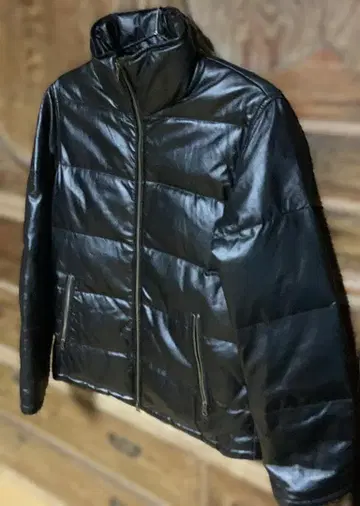 JOURNAL STANDARD 가죽 다운 자켓 블랙 라무 가죽