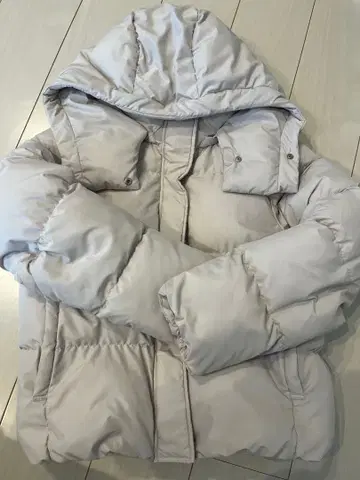 GU 후드 부착 다운 자켓 M 라이트 그레이