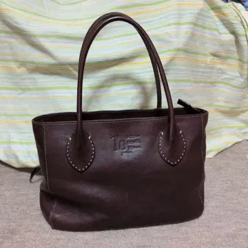 TIE 브라운 가죽 토트백