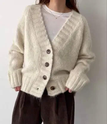 CANAL JEAN 엘마르 오버사이즈 샤기 니트 가디건