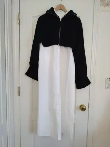 MURUA 셔츠 원피스와 니트 지퍼 가디건 세트 사이즈 2