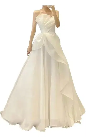 엘레강트 스트랩리스 화이트 드레스 새상품급