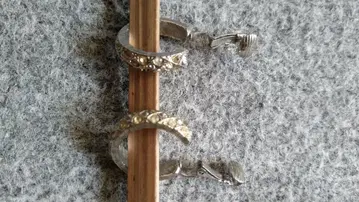 크리스탈 장식 실버 후프 귀찌 앤티크