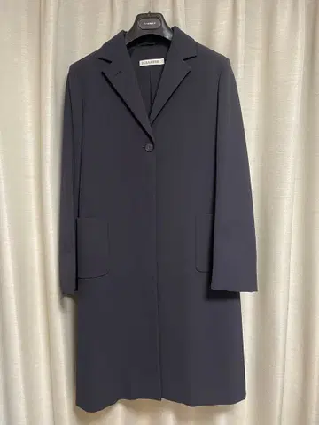 질 샌더 롱 코트 다크 네이비