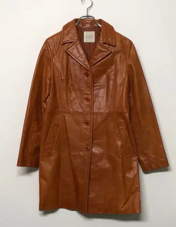 ELLE PLANETE 레트로 유로 모드 구제 의류 소가죽 라펠 코트