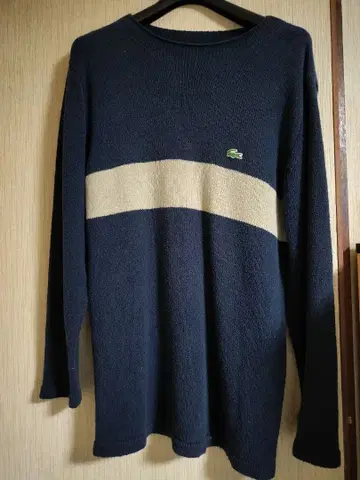 LACOSTE 네이비 베이지 스트라이프 니트 M