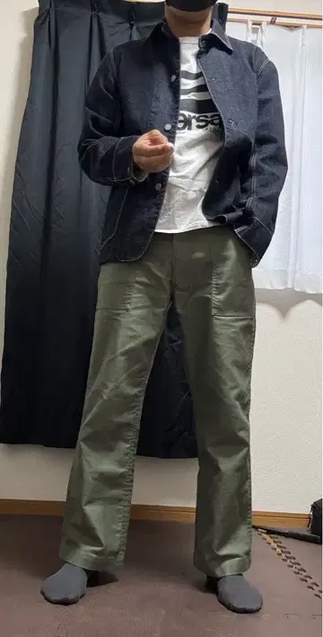 코지마 진즈 베이커 팬츠 카키 w34 새상품급