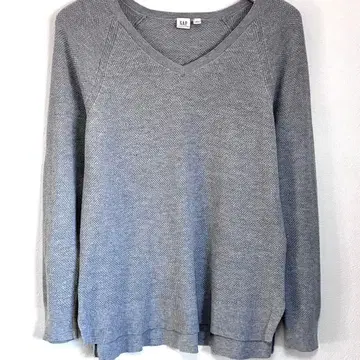 GAP 갭 니트 스웨터 니트 스웨터 긴팔 그레이 V넥 L