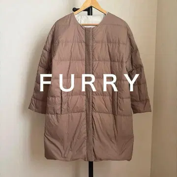 FURRY 에어리 퓨어 다운 스티치 코트 노카라 다운 경량