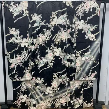 D24 순수 실크 후리소데 화려한 문양 샹들리에 성인식 기모노