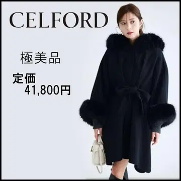 46435년 정가 41800 셀포드 퍼 판초 코트 블랙