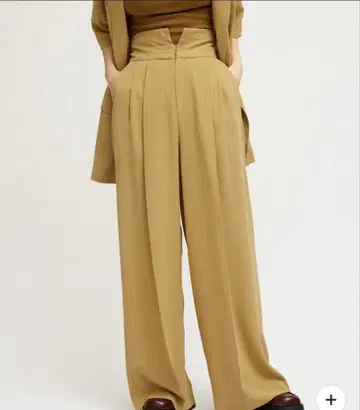 ameri 턴 백 웨이스트 와이드 팬츠 베이지