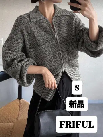 FRIFUL 그레이 S 새상품 블랙 SHEIN 더블 지퍼 니트