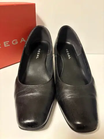 리걸 펌프스 천연 가죽 스퀘어토 블랙