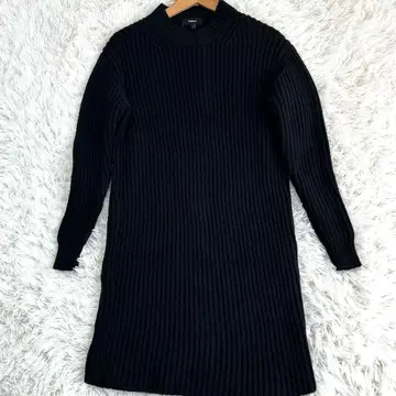 띠어리 24AW 리브 니트 원피스 캐시미어 혼방 블랙