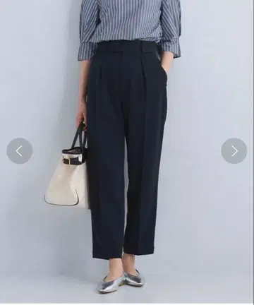 그린 레이블 릴랙싱 광택 배럴 팬츠 네이비 38