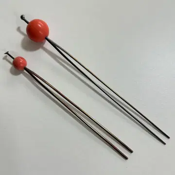 앤티크 빨간 구슬 헤어콤 대소 2개 세트 기모노 스키 구락부 403