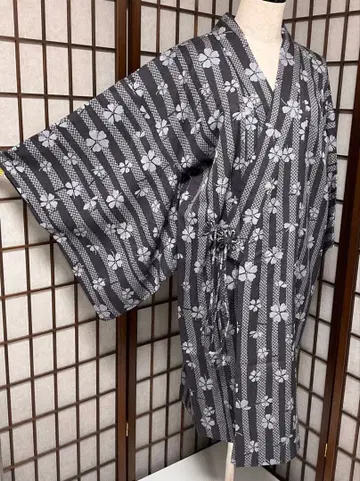 C291 순수 실크 이중 기모노 도중기 코트 컨디션 최상 기모노