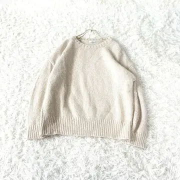 a.v.v 크루넥 라메 니트 스웨터 M 아이보리 울 블렌드