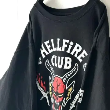 기묘한 이야기 Netflix 헬파이어 맨투맨 XL 블랙 구제 의류