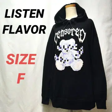 LISTEN FLAVOR 리스텐플레이버 후드티 풀오버 곰 블랙