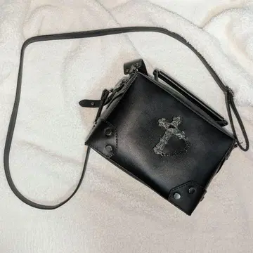 블랙 가죽 숄더백 십자가 지뢰계