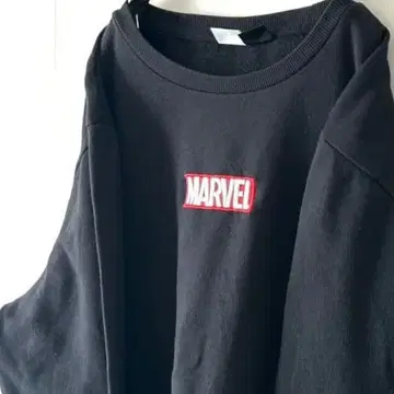 마블 MARVEL 로고 자수 맨투맨 2XL 블랙 구제 의류