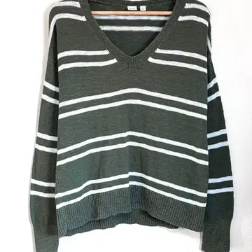 GAP 갭 니트 스웨터 보더 그린 M 니트 스웨터 긴팔