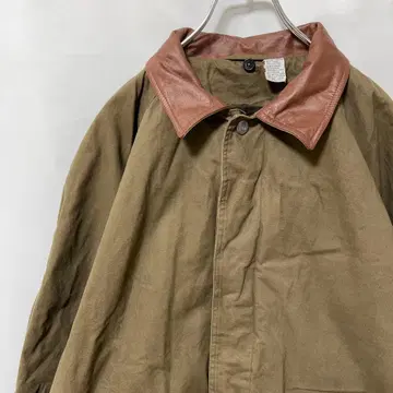 N-6194 미국 빈티지 의류 헌팅 자켓 커버올 천연 가죽 옷깃 M