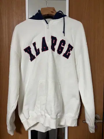 XLARGE 프론트 지퍼 후드티 화이트/네이비