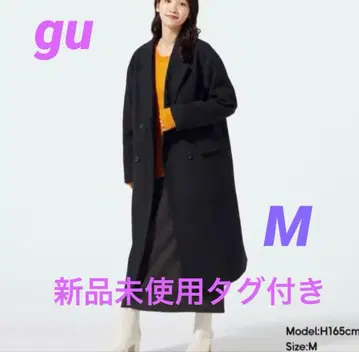 미사용 새상품 GU 니트 멜톤 테일러드 코트 M 블랙