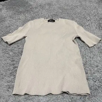 Stunnin' 리브 편직 반팔 니트 라이트 베이지