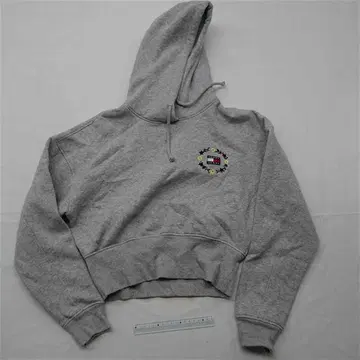 타미힐피거 진스 그레이 계열 로고 자수 후드티 S 여성용