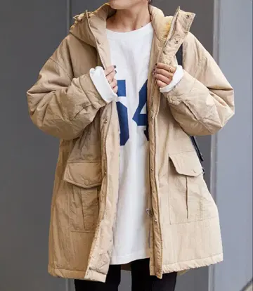 simplicite 베이지 후드 부착 아우터 블루종