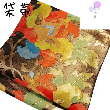 후쿠로 오비 블랙 꽃무늬 양풍