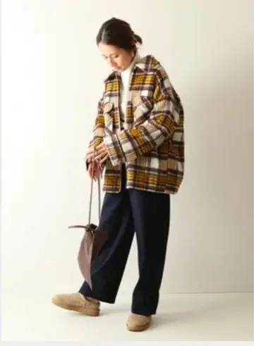 FRAMe WORK 샤기 체크 ZIP 블루종