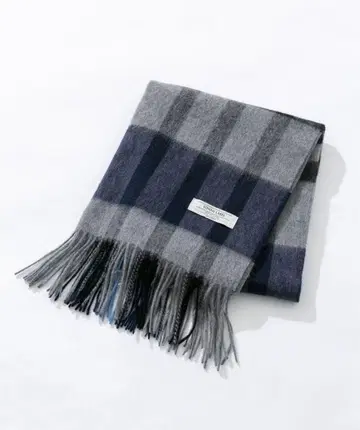 어반 리서치 택 포함 체크 무늬 울 혼방 머플러