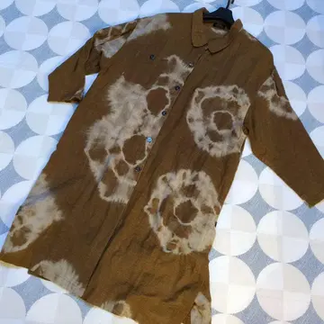 무나카타 무쥬 블러 처리 염색 오분 소매 셔츠 원피스