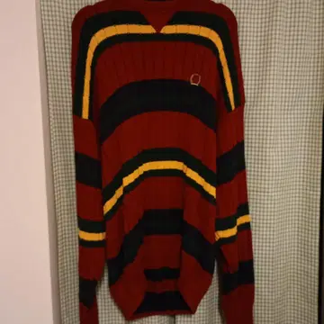 스트라이프 리브 스웨터