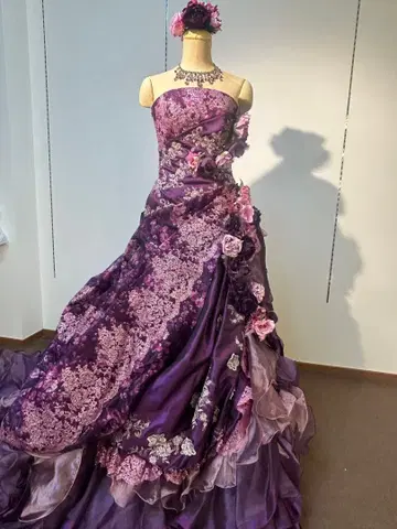 보라색 플라워 장식 드레스 9-13T