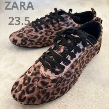 새상품급 ZARA 레오파드 무늬 스니커즈 브라운/블랙 37 23.5
