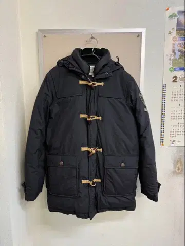 더플 코트 스타일 블랙 다운 자켓