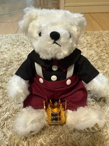 화이트 곰 봉제 인형 왕관 포함 및 반다나