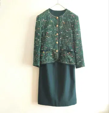 d BELLE VOGUE 쇼와 레트로 트위드 자켓 버블 수트 금