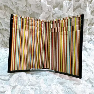 [ 미사용급 ] 폴스미스 카드 케이스 블랙 가죽 스트라이프 이단 접이식