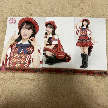 AKB48 야마우치 미즈키 무도관 컴프 3장 세트 브로마이드 빨간색 체크