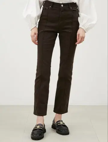 미라 오웬 센터 주름 스키니 데님 팬츠