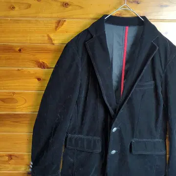 테일러드 자켓 벨로아 블랙 M 버튼 은색 아우터 캐주얼 Y2K