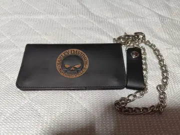 할리데이비슨 블랙 스컬 디자인 체인 장지갑