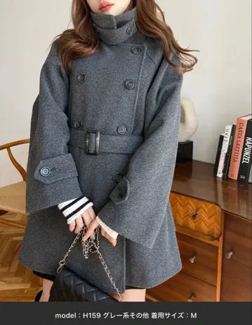 moment+ 니트 멜톤 2WAY 어레인지 칼라 미들 기장 트렌치코트